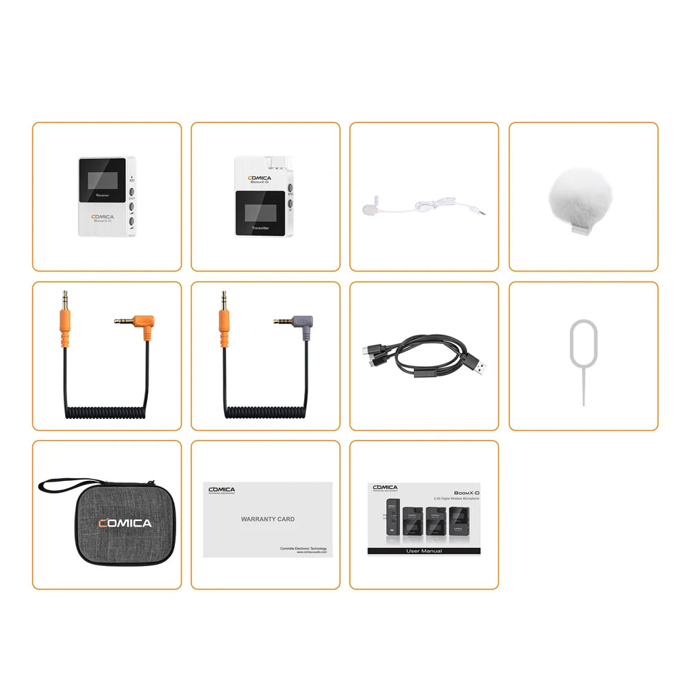 Comica BoomX-D 2.4G Wireless Microphone Dual-channel Lapel Microphone Condenser Lavalier Mic For PC Smartphone Camera Youtube