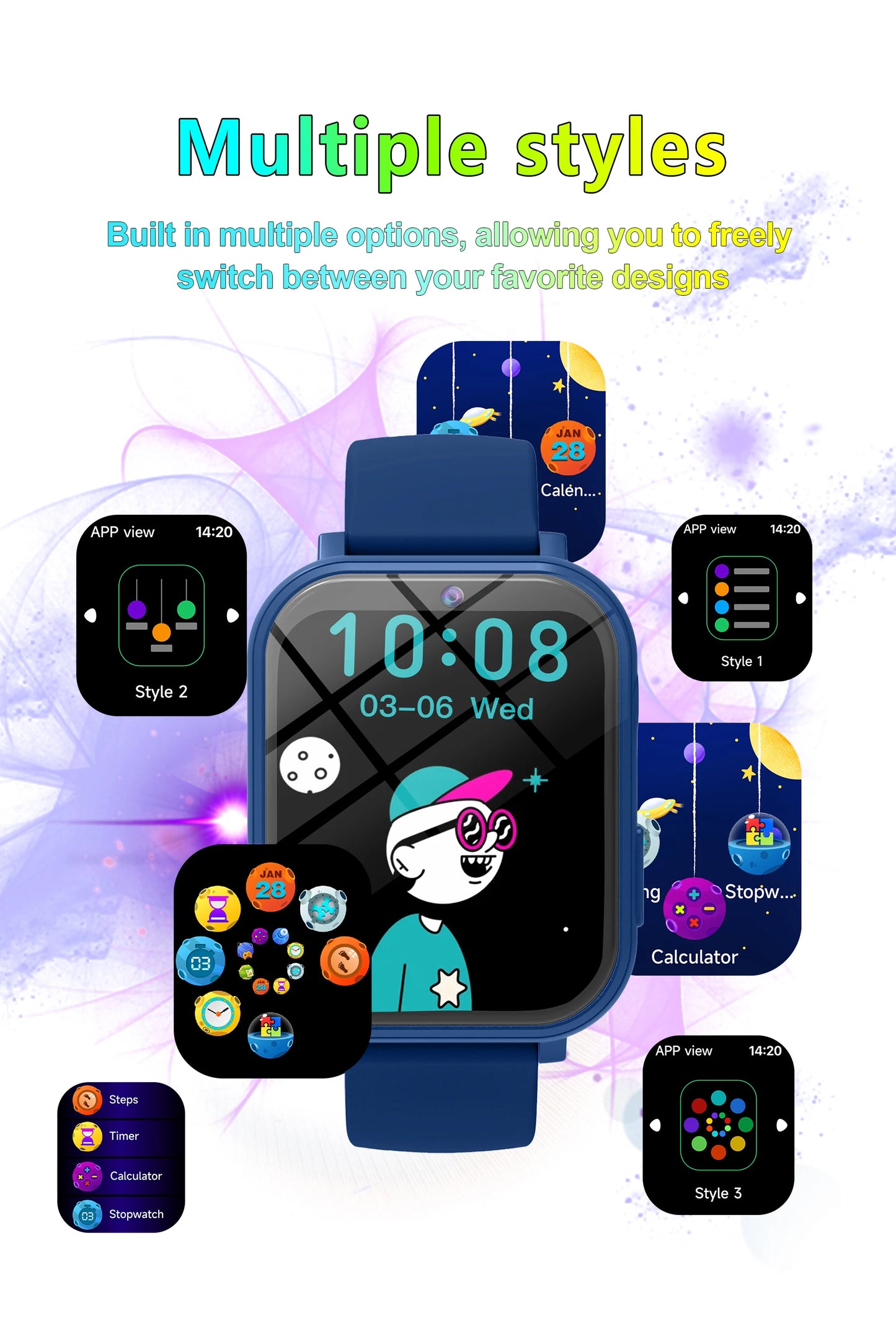 Kids Games Smart Watch 18 Games Camera Waterproof Flashlight Sleep Monitoring For Birthday Holiday Gift Boy Girl Children