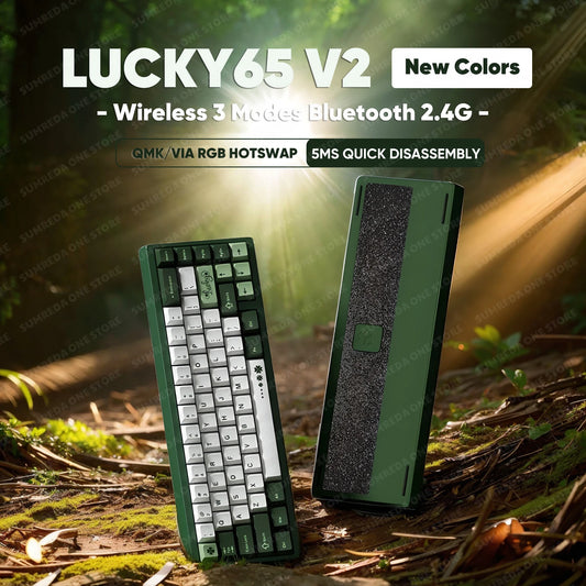 Sugar65 V2 Lucky65 V2 Aluminum Alloy Mechanical Keyboard 3-Mode Customization 2.4g Bluetooth Hotswap Gasket RGB Gaming Keyboard