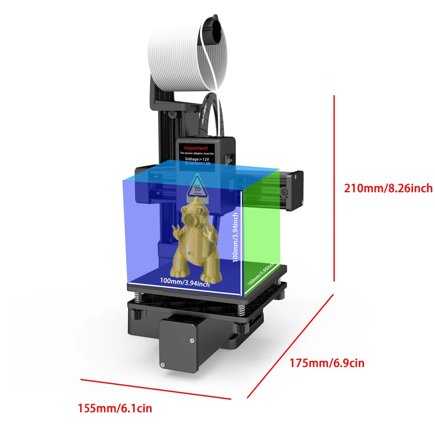 EasyThreed 3D Printer  Entry Level  Compatible with PLA TPU 1.75mm Filament  include Power Adaptor.