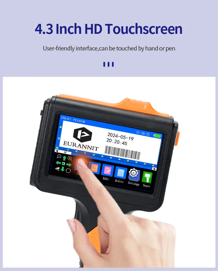EURANNIT E19 12.7mm Portable Printer Handheld Thermal Inkjet Printer Portable Expire Date Counter QR Barcode Logo Coding Machine