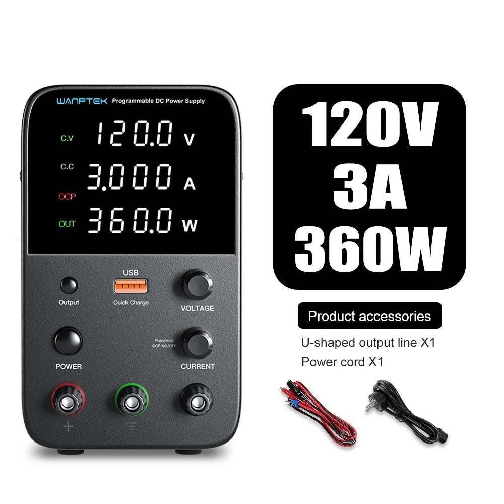 Wanptek DC Power Supply 30V 10A 5A Variable Bench Power Supply Adjustable Lab Power Supply 60V 5A 120V 3A  Voltage Regulator