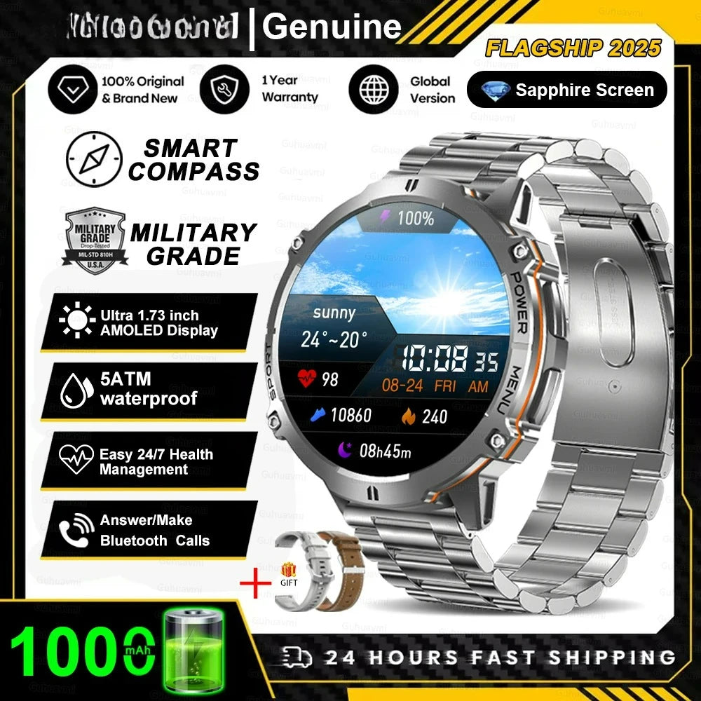 Xiaomi 2026 battery AMOLED screen Outdoor sports smartwatch men's watch compass 10ATM waterproof Bluetooth call smartwatch