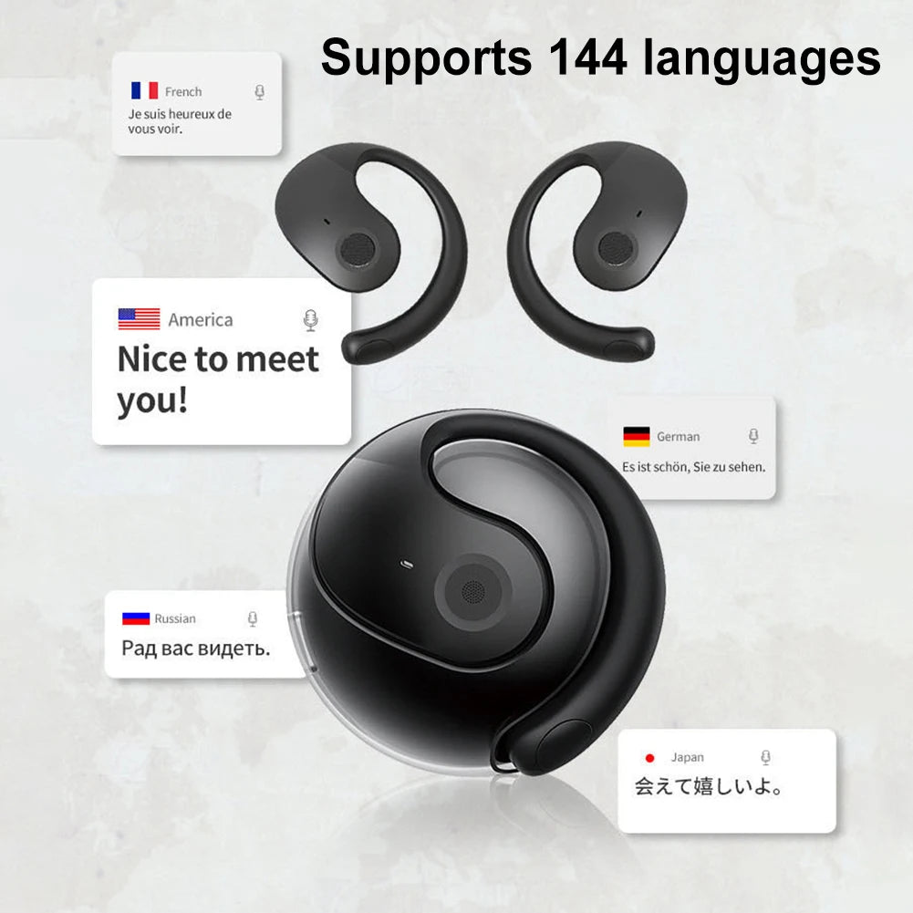 Ai Real Time Language Translation Wireless Bluetooth Headphones Music Waterproof 144 Languages Smart Voice Translator Earphone