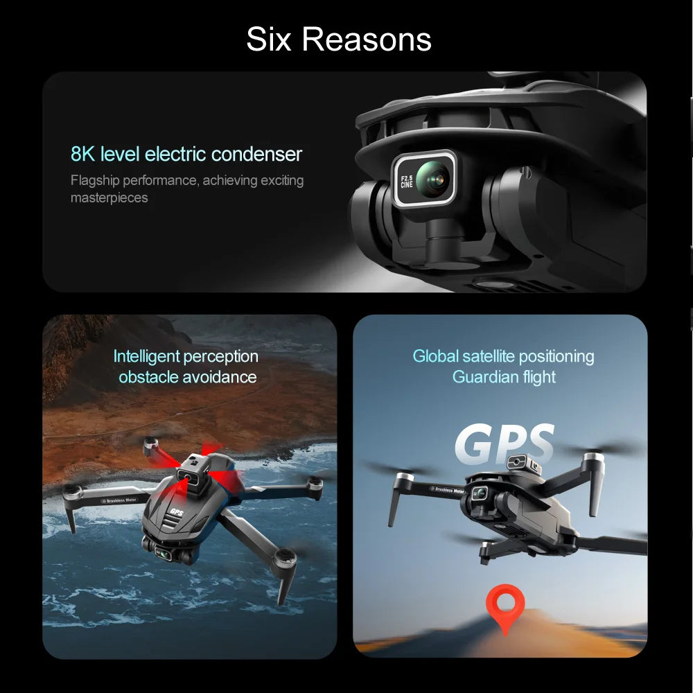 2025 New V168 Max Drone 8K Professional 5G GPS HD Dual Camera Photography 5KM Brushless Foldable Large Screen RC Quadcopter Toys