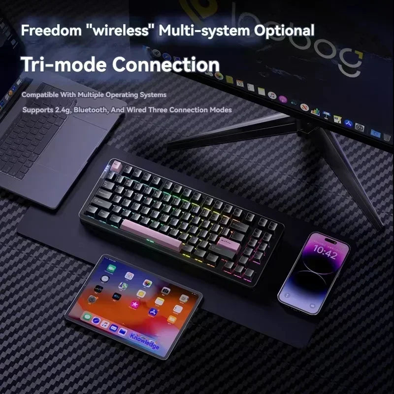 LEOBOG Hi86 Mechanical Keyboard Three-mode Aluminum Alloy Hot-Swap RGB Light Gasket Game Keyboard Customized Esports Accessories