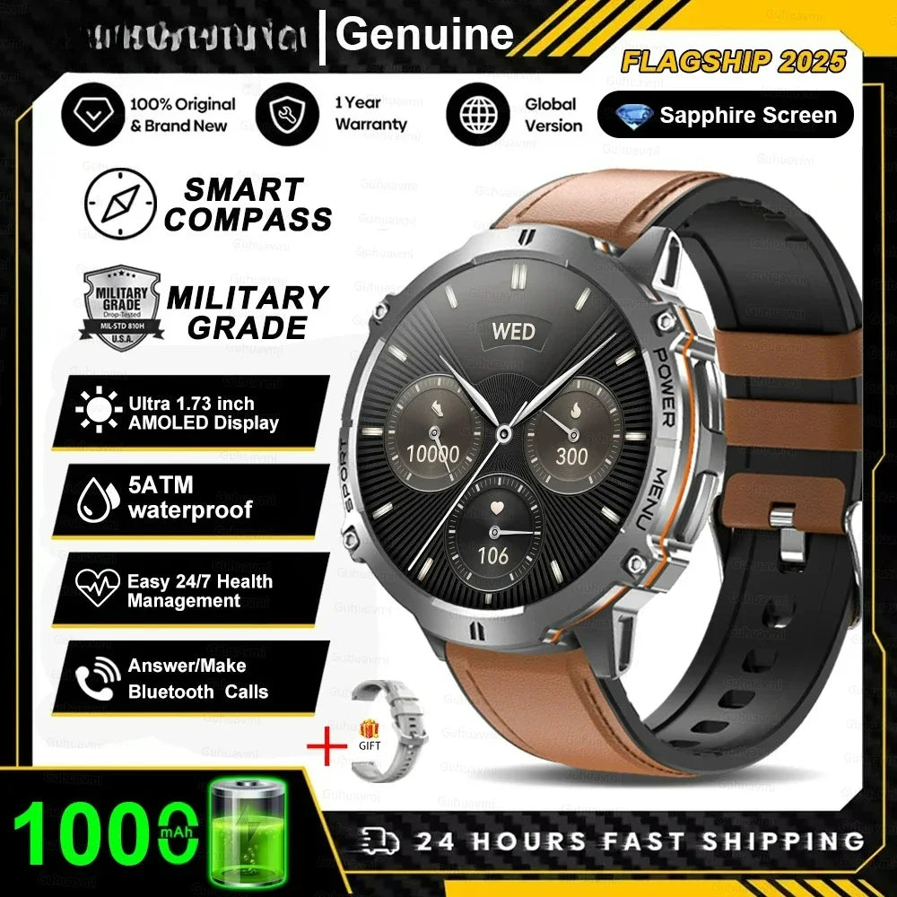 Xiaomi 2026 battery AMOLED screen Outdoor sports smartwatch men's watch compass 10ATM waterproof Bluetooth call smartwatch