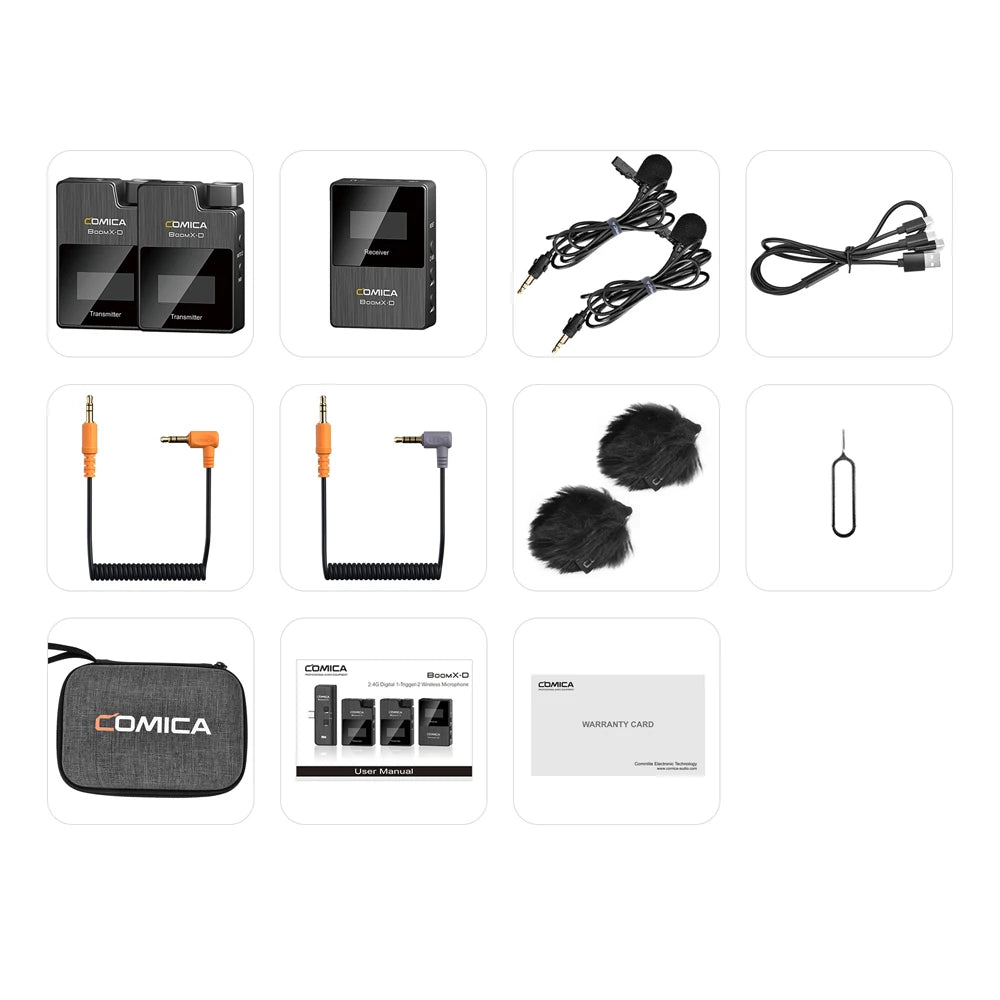 Comica BoomX-D 2.4G Wireless Microphone Dual-channel Lapel Microphone Condenser Lavalier Mic For PC Smartphone Camera Youtube