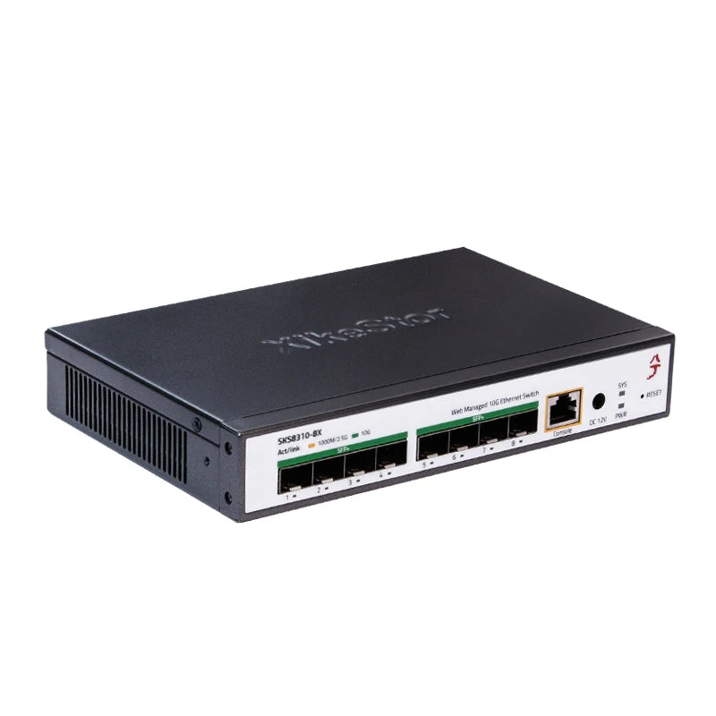 XikeStor 8 Ports 10G SFP+ L3 Managed Support DHCP/VLAN/Port Aggregation/Link Aggregation WEB/CLI Fan Heat Dissipation One-click