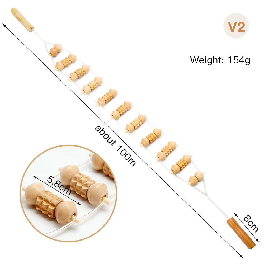 Wooden Therapy Massager Roller Trigger Point Massager Stick for Fascia Muscle Abdomen Body Wood Lymphatic Drainage Massage Tools