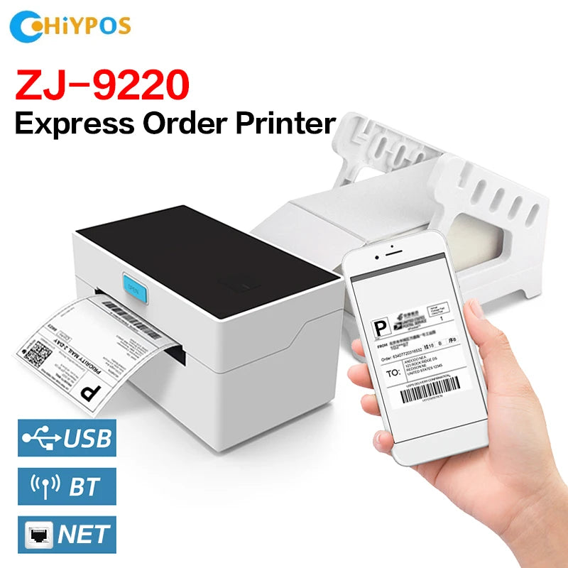 4inch Thermal Shipping Label Printer 9220USB/Bluetooth Compatible with Windows/Mac Barcode Label Printer 100*100/150mm