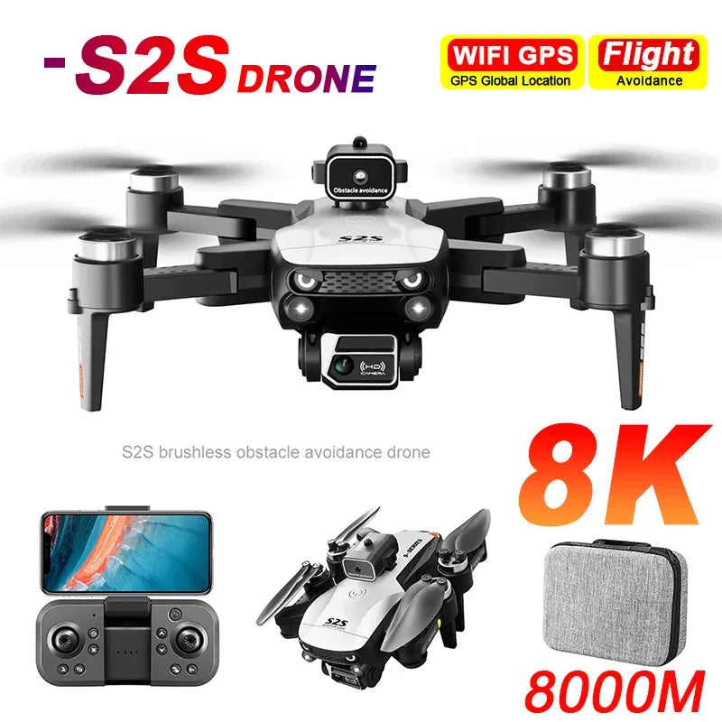 2026New S2S Mini Drone 4k 8K HD Camera Obstacle Avoidance Aerial Photography Brushless Motor Foldable Rc Quadcopter Kid Toy