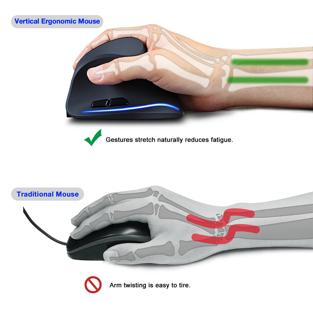 Lefon F35 Wireless Mouse Vertical Rechargeable Ergonomic Mouse 2400 DPI Optical Gaming Mice for Gamer Computer Laptop PC Mac IOS