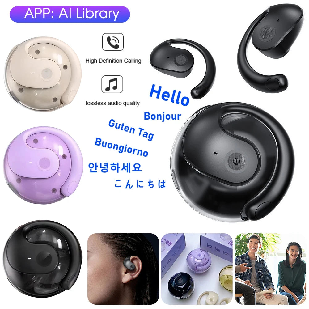 Ai Real Time Language Translation Wireless Bluetooth Headphones Music Waterproof 144 Languages Smart Voice Translator Earphone
