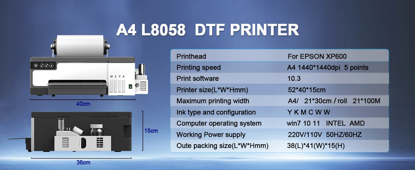 A4 A3 DTF Printer for Epson XP600 8.5/13inch impresora dtf Machine with DTF Oven Direct to Film DTF Printer for Clothes Tshirt