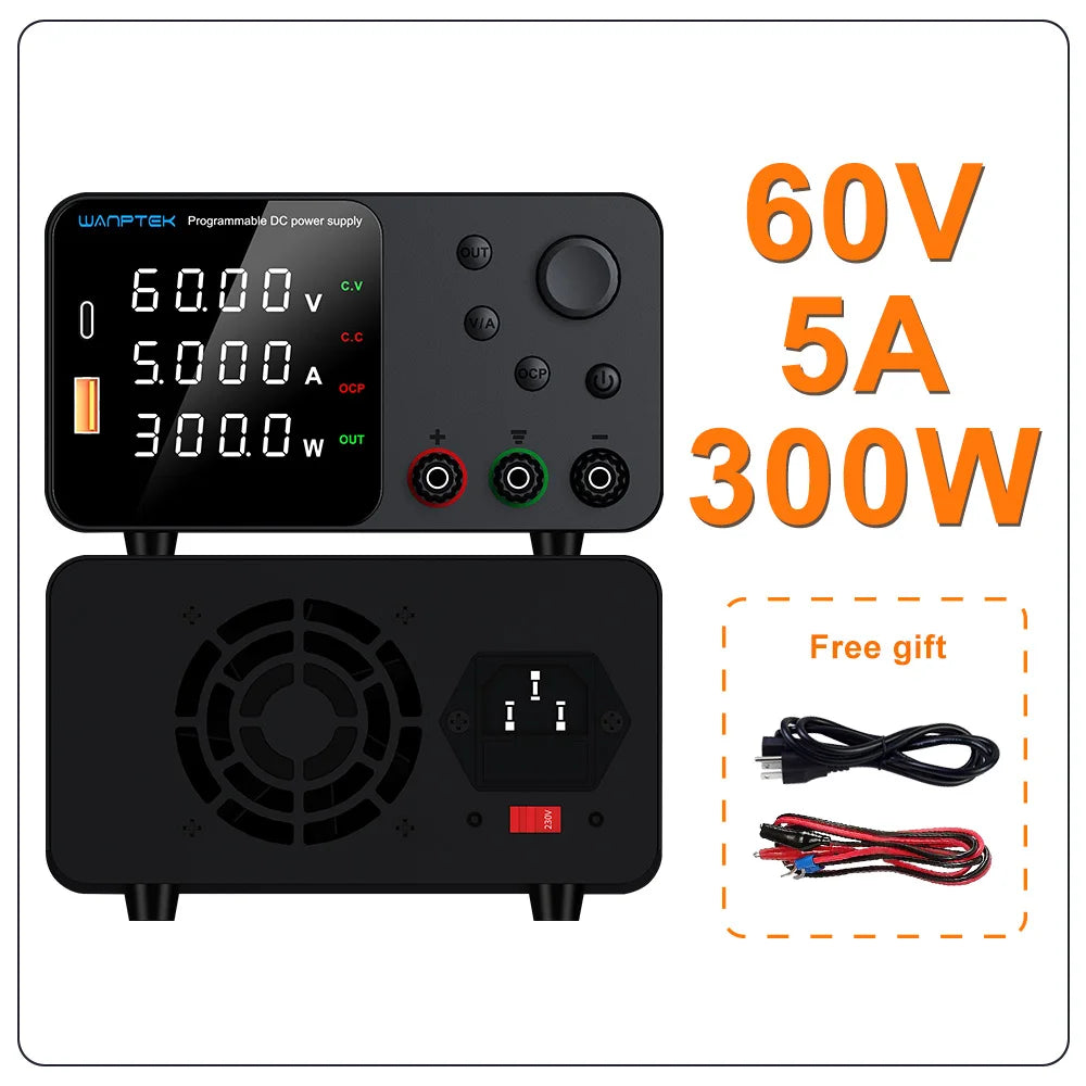 Wanptek DC Lab Power Supply 30V 60V 120V Adjustable Voltage Regulator Preset Voltage Current Dual Input Voltage 220V/110V