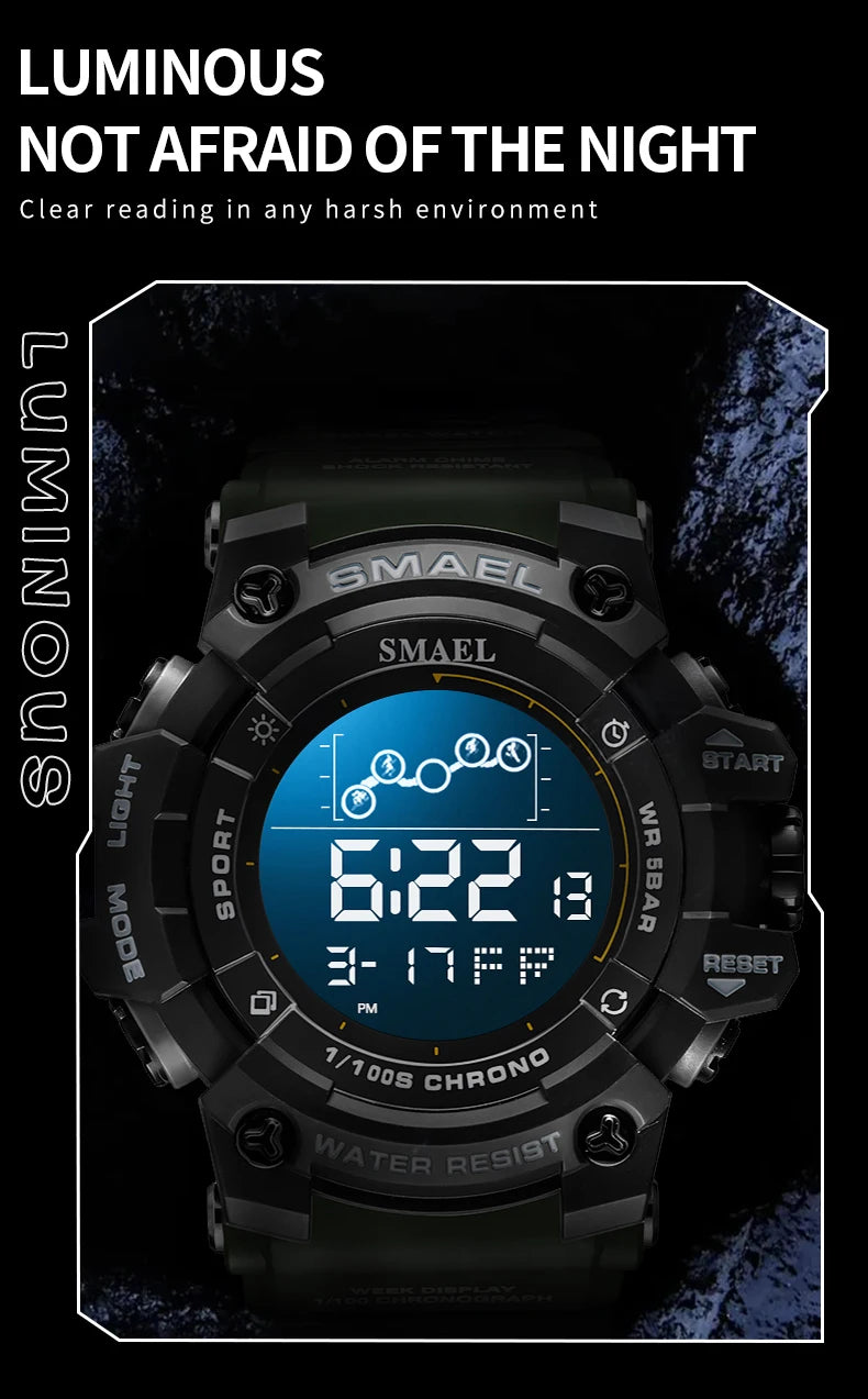SMAEL Digital Watches Sports for Men 50m Waterproof LED Watches 8082 Men;s Wristwatches Digital  Clock Mens Sport Watches