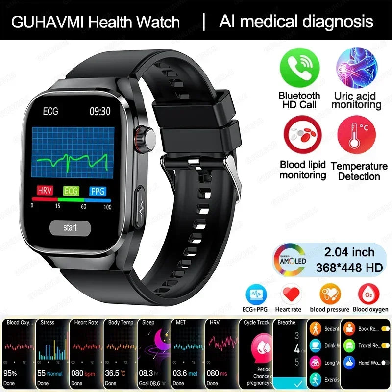 Xiaomi Blood Pressure Uric Acid Body Fat Smartwatch Micro Physical Examination Organ Health Watches Bluetooth Call Smart Watch