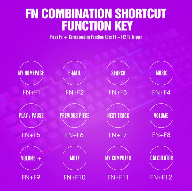 T20 Wired Keyboard Mouse Set 104 Keys RGB Blacklight Multi-function Shortcut USB Wired Gaming Keyboard English Russian Spanish