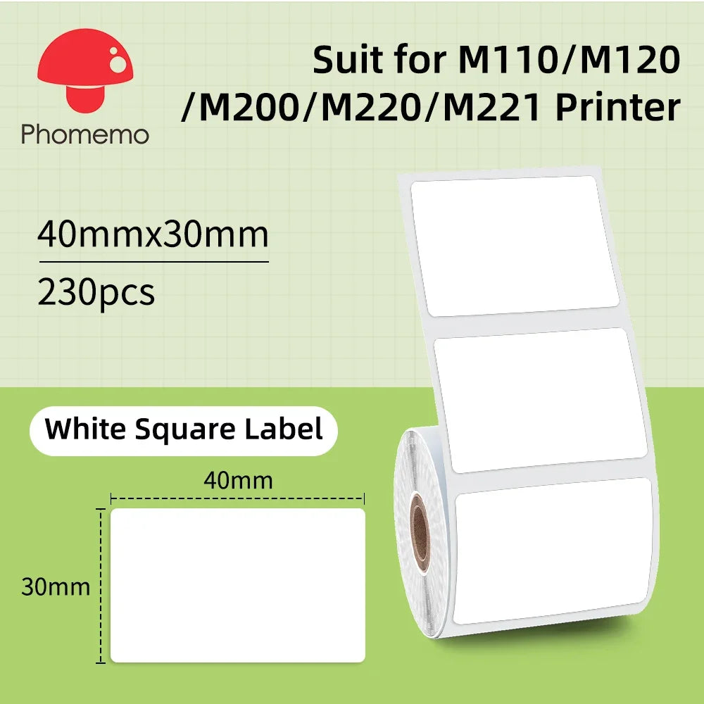 Phomemo M221 Label Printer Portable Thermal Maker Bluetooth Handheld Barcode QR Code Sticker Paper Rolls Labeller White 75mm Tag