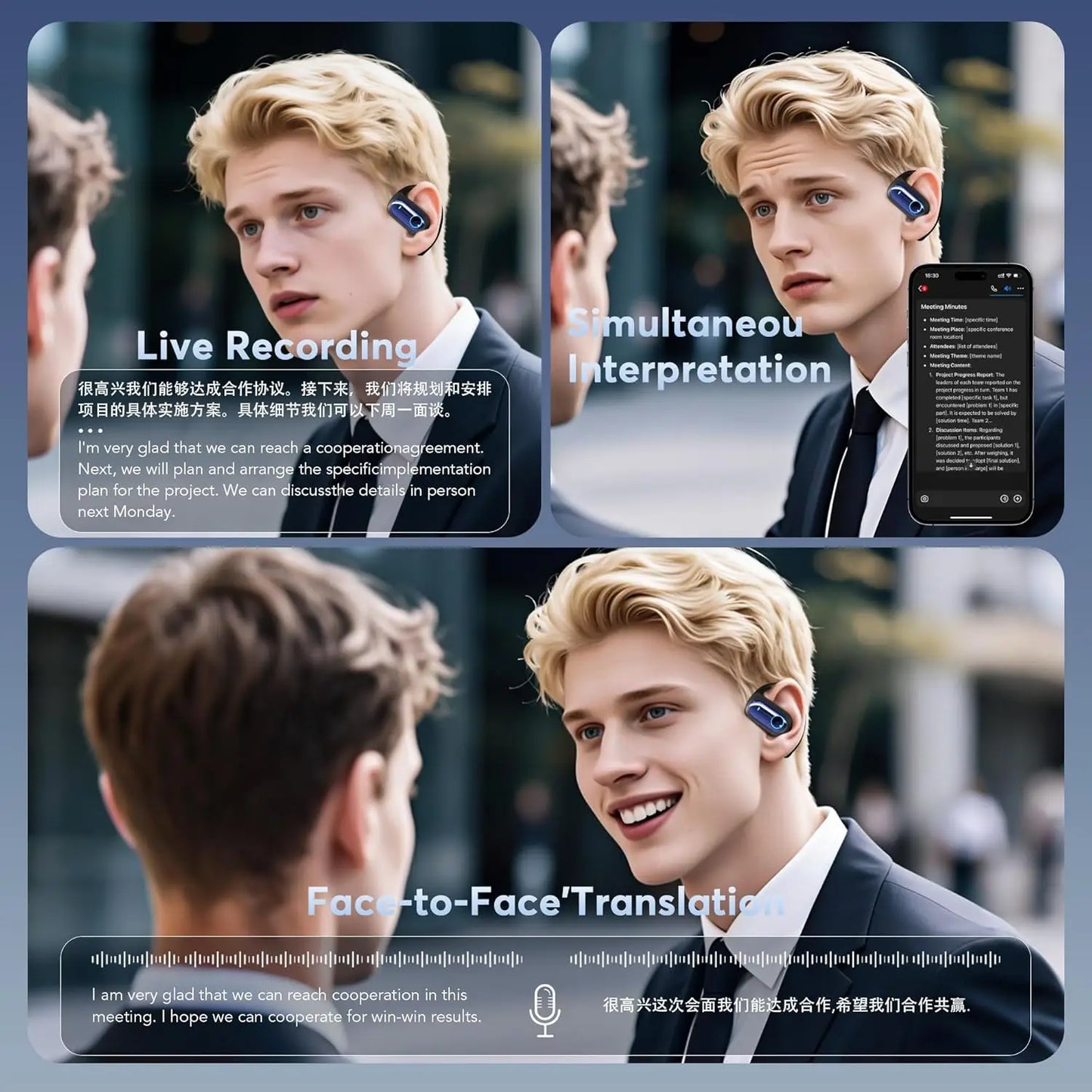 168 Languages AI Translation Earbuds,Bluetooth 5.4 Headphones Translator,Smart Mode Touch Screen Real-Time Earphones Fit Work