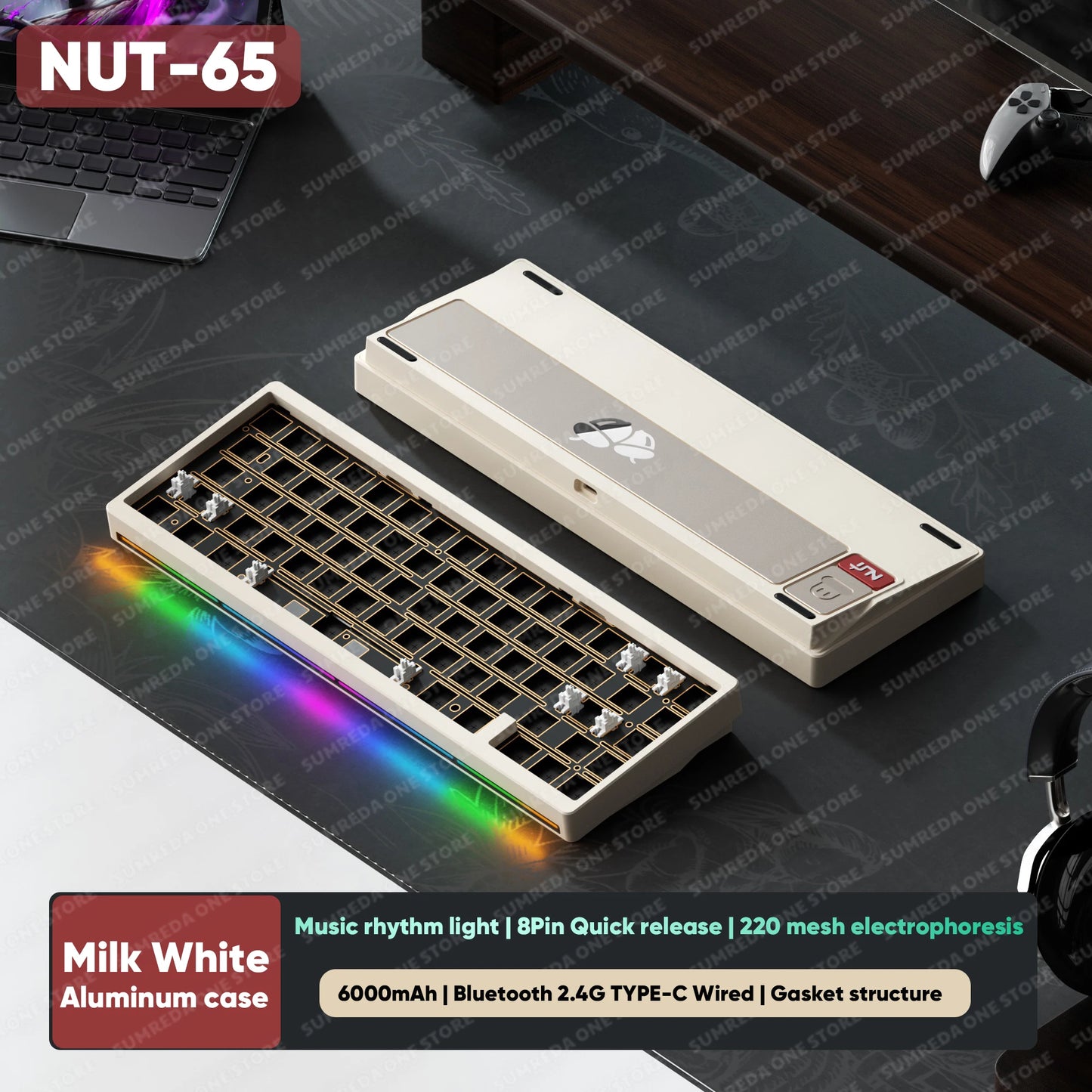 Lucky65 V2 NUT65 Sugar65 Weikav Lucky 65keys Mechanical Keyboard Aluminum 3-Mode Rgb Hot Swappable Custom Wired Gaming Keyboard