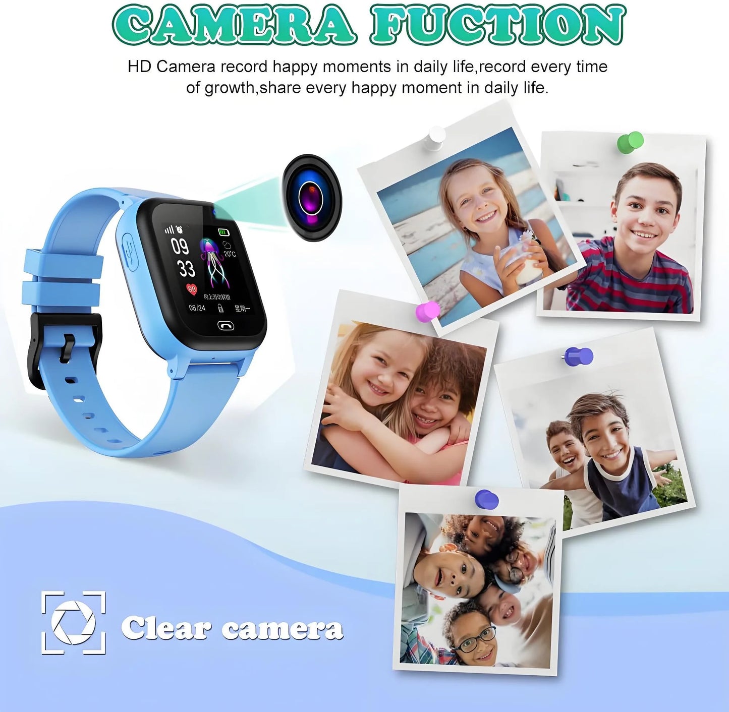 ﻿ 4G Sim Card 2G Internet Kids Smart Watch SOS Call LBS Location Child SmartWatch Camera Waterproof Phone Watch with Sticker