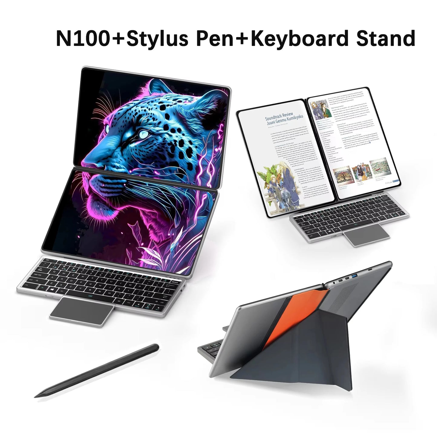 GLF-S2 10.9+10.95 Inch Dual Screen Laptop Intel i3 1215U N100 Touchscreen Notebook WIFI 6 180° flip Win11 Laptop Tablet Computer