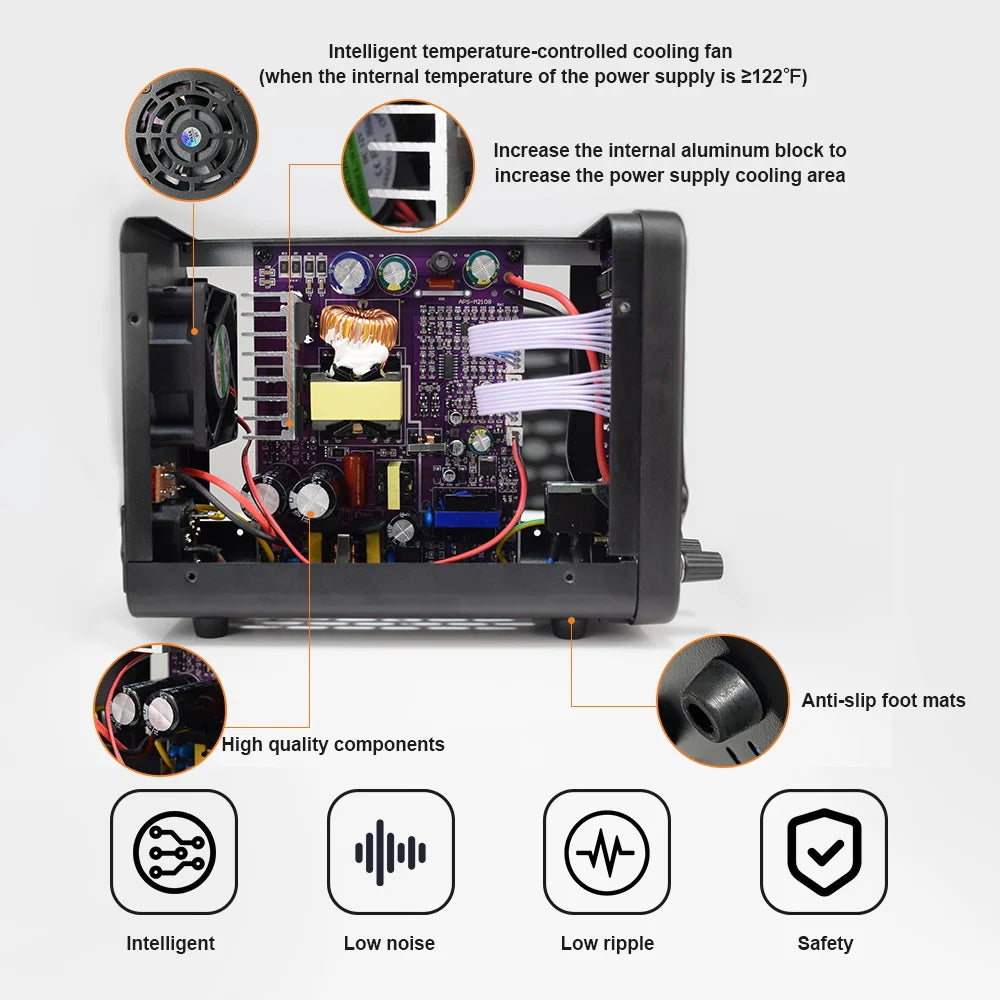 Wanptek DC Lab Power Supply 30V 60V 120V Adjustable Voltage Regulator Preset Voltage Current Dual Input Voltage 220V/110V