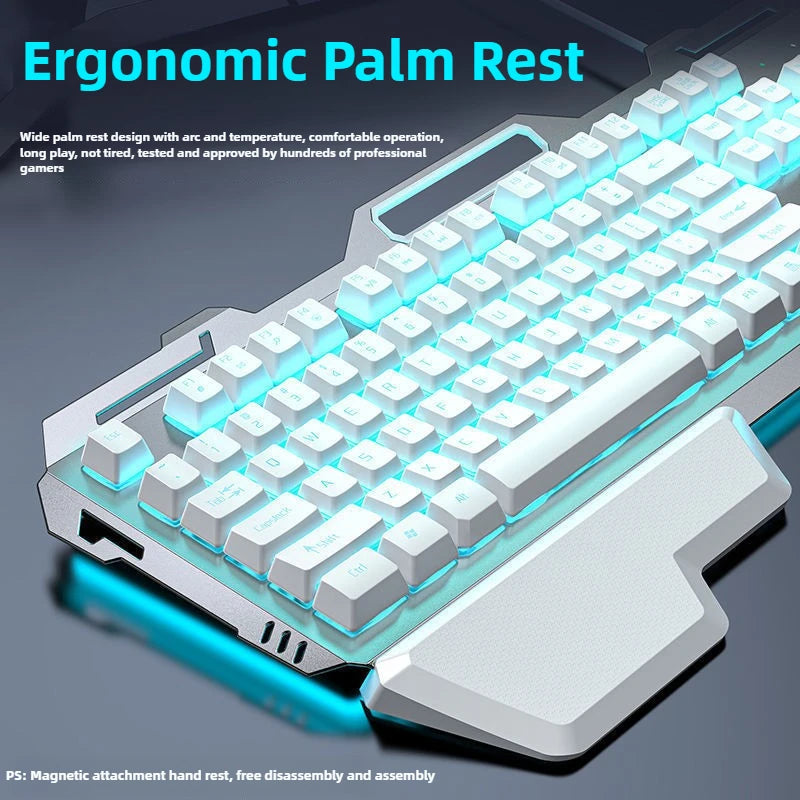 Gaming Wired Mechanical Keyboard Mouse Set Rainbow Glow Backlight 104 Keys Metal Panel Mechanical Keyboard for Laptop Desktop