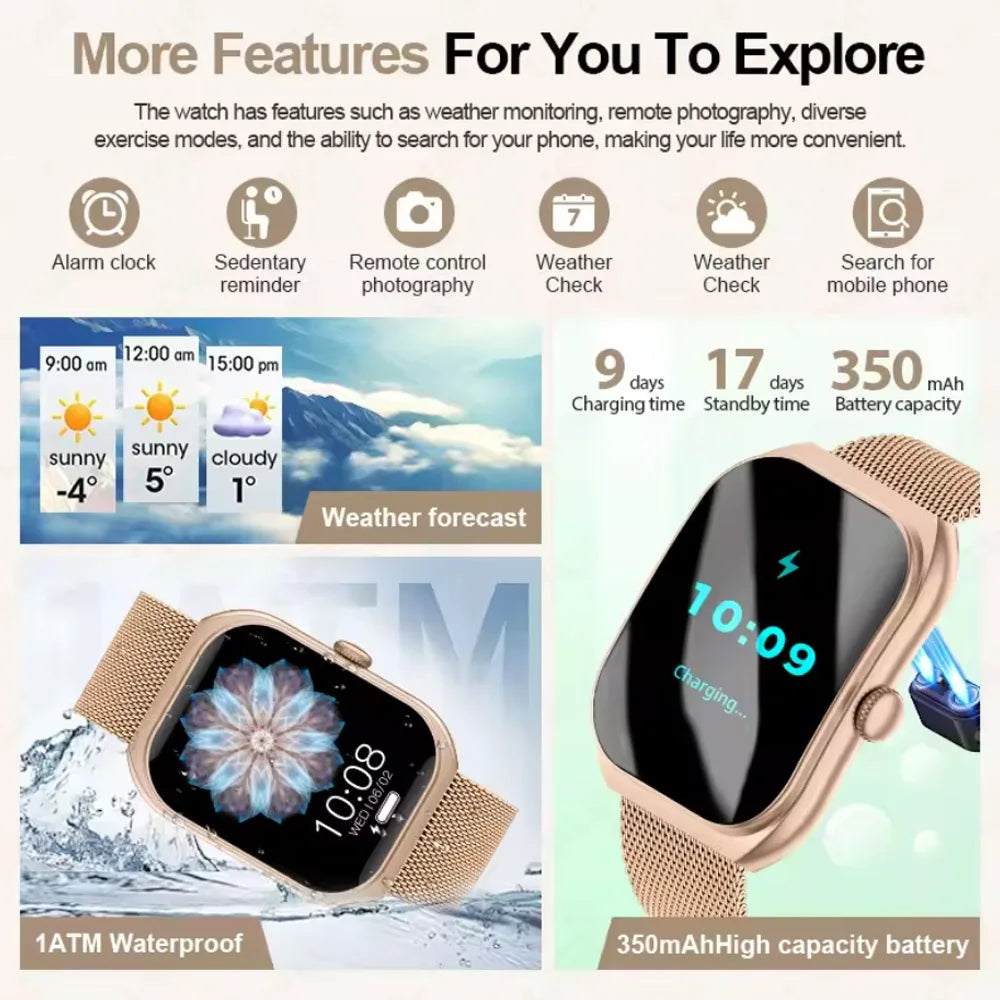 2025 New For Xiaomi Smart Watch Women Heart Rate Health Monitoring Voice Assistant BT Calling IP68 Waterproof Sports Smartwatch