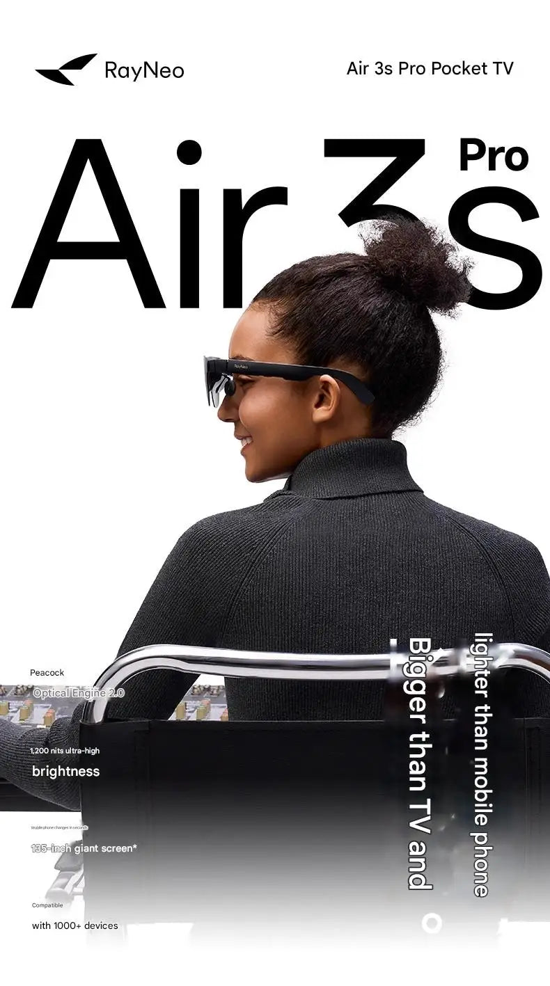 Rayneo Air3s Pro AR Smart Glasses 1200nits 135inches HD Screen 3840 Hz PWM 3D Glasses For Xbox PS5 Switch