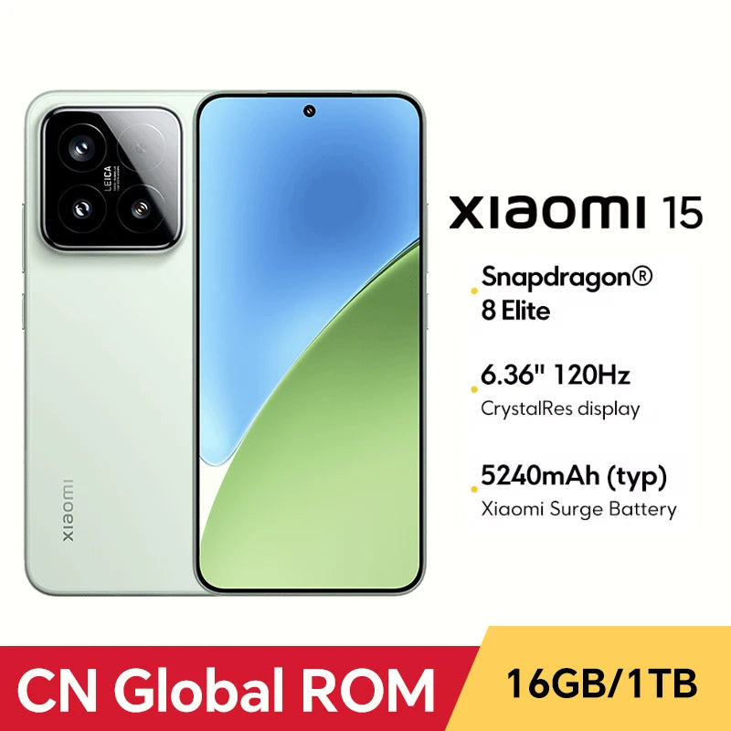 CN Global ROM Xiaomi 15 256GB/512GB Snapdragon 8 Elite 6.36”1.5k OLED Screen 5400mAh Battery 90W Wired Charge 50MP+32MP Camera