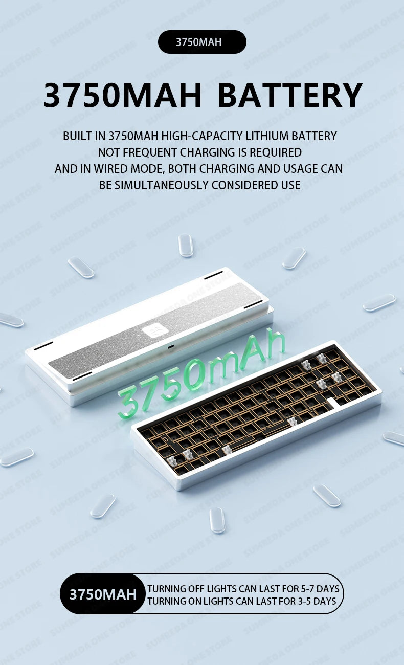 Sugar65 V2 Lucky65 V2 Aluminum Alloy Mechanical Keyboard 3-Mode Customization 2.4g Bluetooth Hotswap Gasket RGB Gaming Keyboard