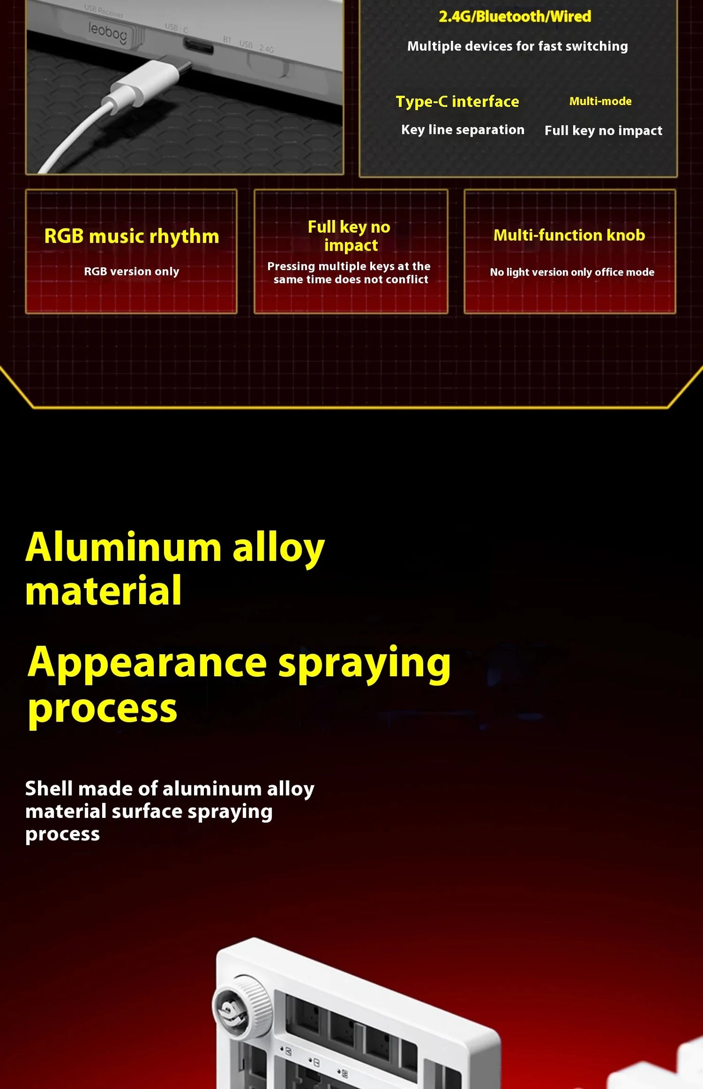 LEOBOG Hi75C Pro Hi75 Sugar65 Custom Mechanical Keyboard Aluminum Kits Hot Swap Wired Gaming Keyboard RGB Gamer Gasket Keyboard