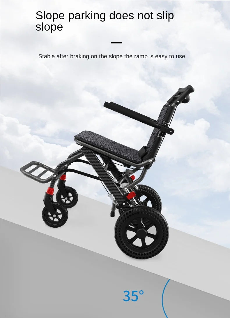 Airplane travel wheelchair rolling chair 7.8kg portable folding  safe  simple walking stick  elderly hand brake