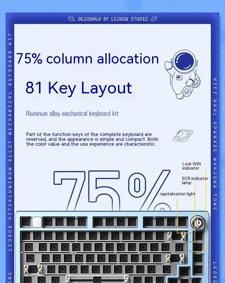 LEOBOG Hi75C Pro Hi75 Sugar65 Custom Mechanical Keyboard Aluminum Kits Hot Swap Wired Gaming Keyboard RGB Gamer Gasket Keyboard