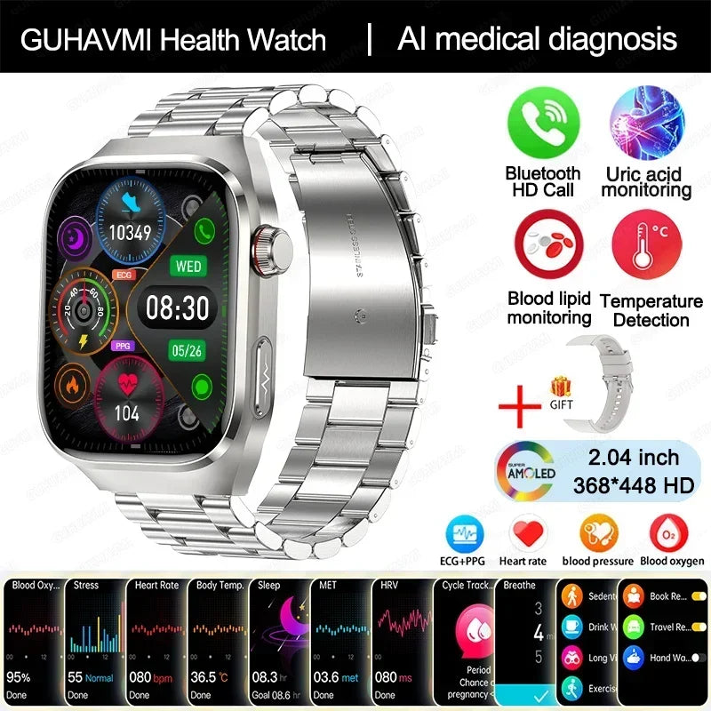 Xiaomi Blood Pressure Uric Acid Body Fat Smartwatch Micro Physical Examination Organ Health Watches Bluetooth Call Smart Watch
