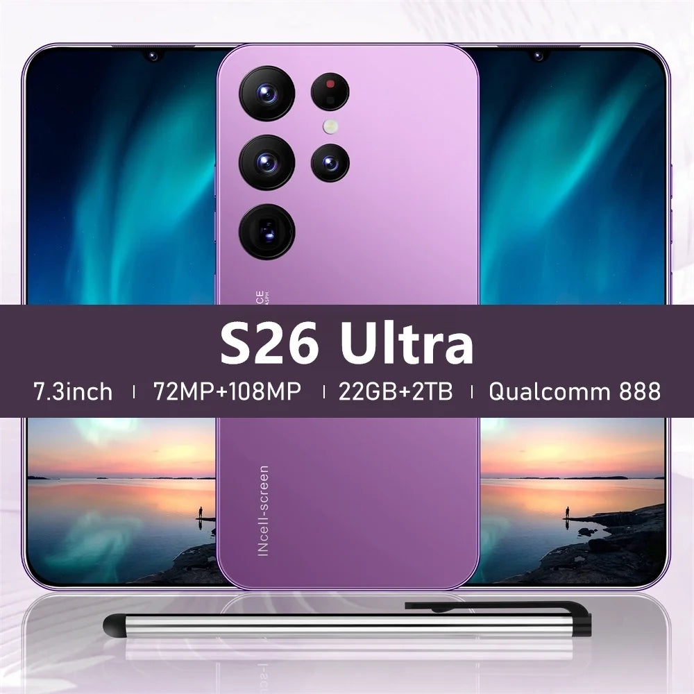 HOT 2025 new S26 Ultra original intelligent 4G 5G dual card dual standby Android 14 system global version 108MP 8000mAh battery