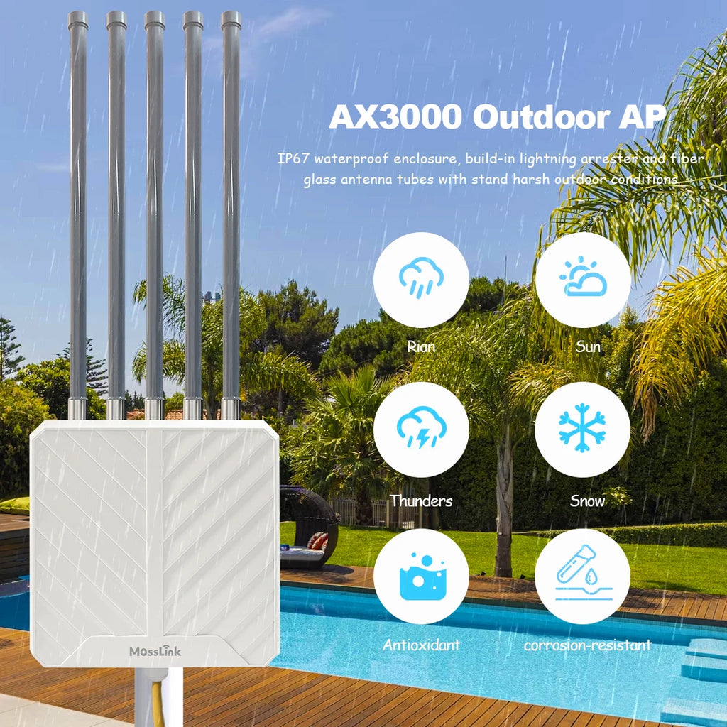2025 Best 3000Mbps WiFi 6 Wireless Outdoor Access Point Long Range Wifi AP With Dual Band PoE Waterproof Wifi Extender Repeater