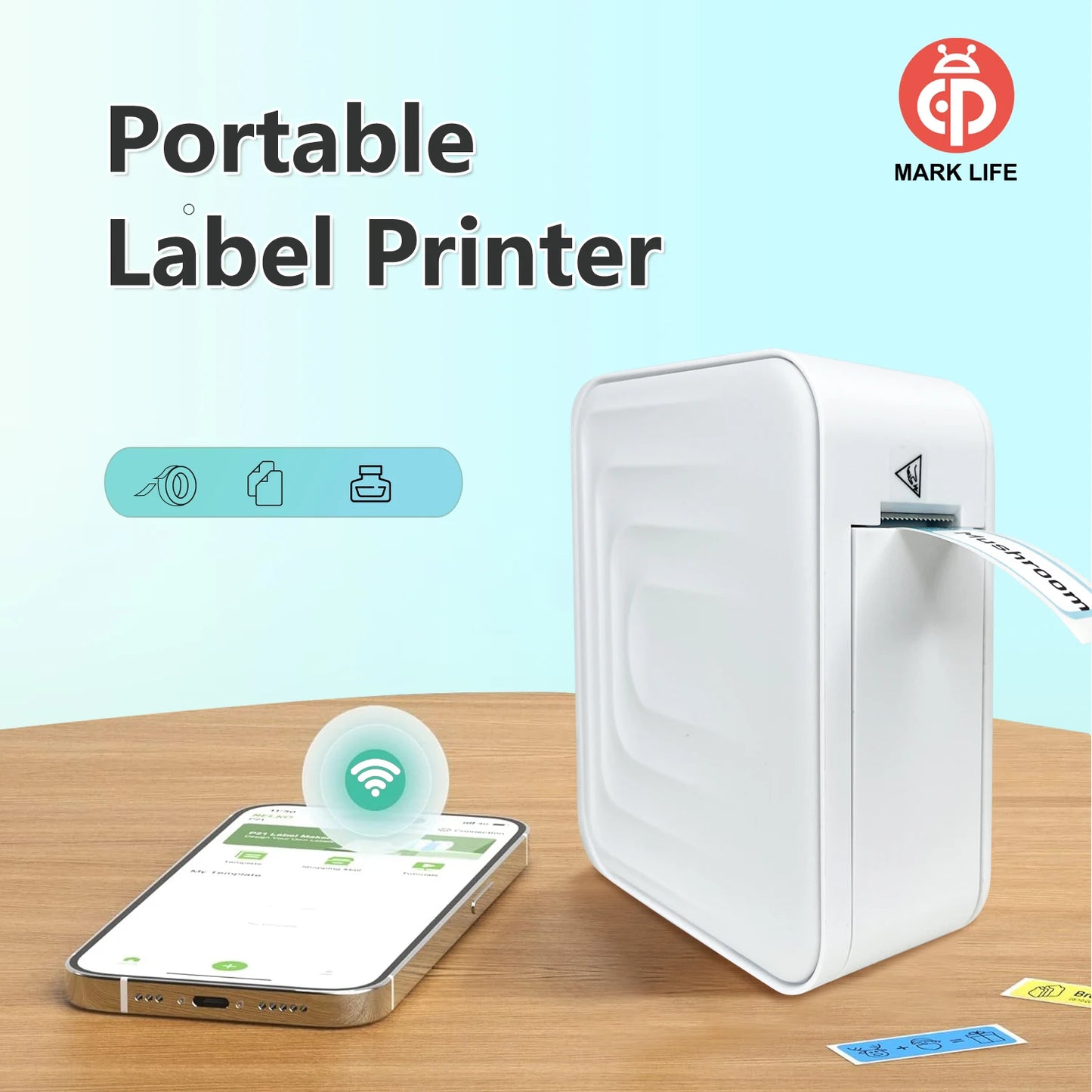 Marklife Mini Smart Label Printer B1 D110 B21 M1 Bluetooth Inkless Sticker Printer For Office Kitchen School To Gift/Marking