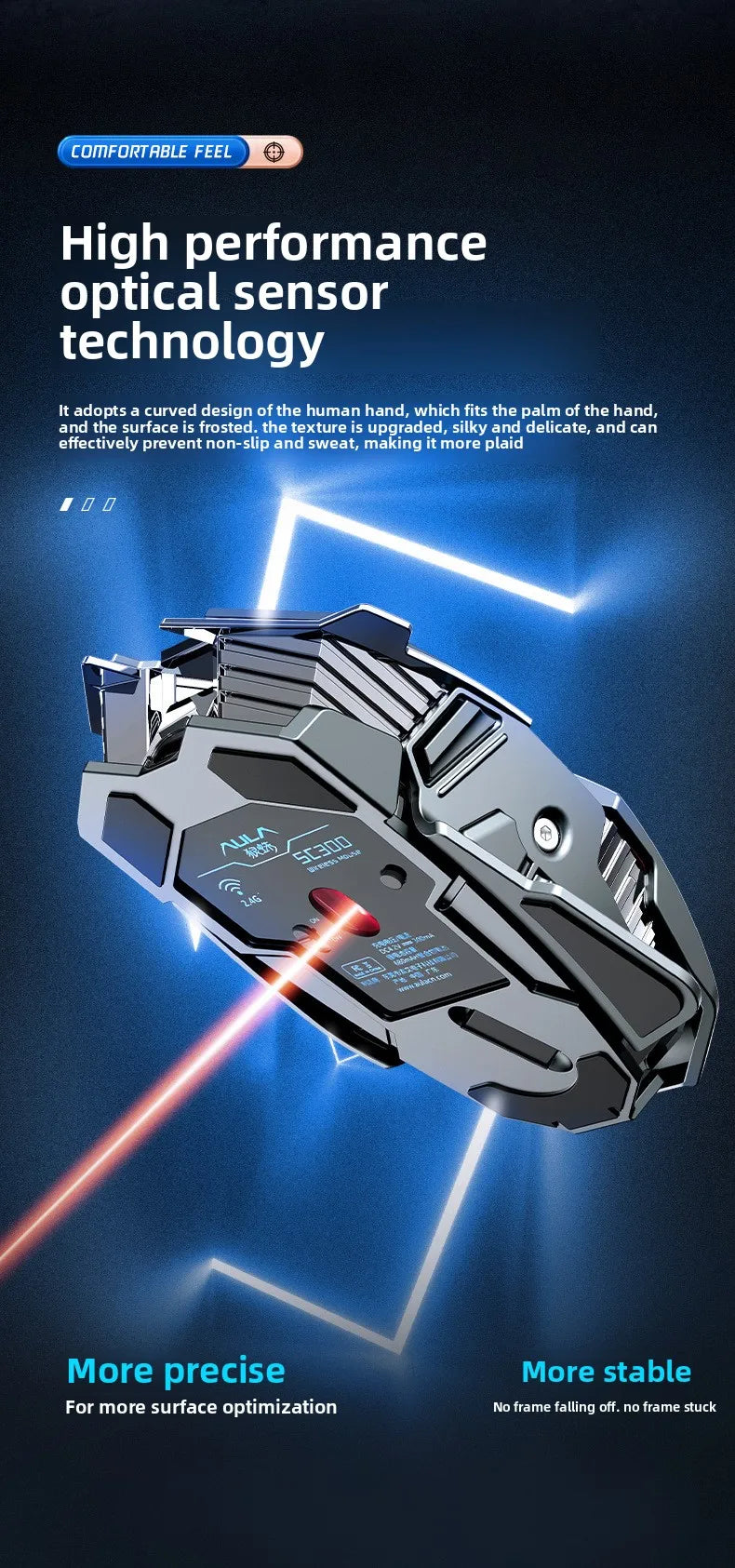 2025 New SC300 Wireless 2.4G Gaming Mouse RGB 3200dpi Rechargeable Silent Mechanical E-sports Mouse for Desktop Computer Laptop