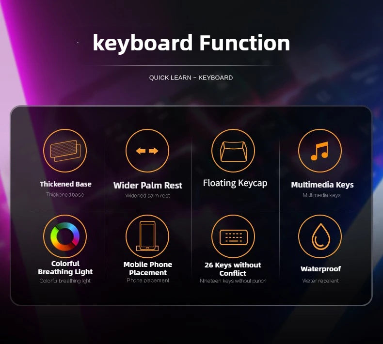 K2 Wired Keyboard Mouse Set Metal Panel RGB Backlight Waterproof Ergonomic Multimedia Buttons 104 Keys Keyboard for Game Office