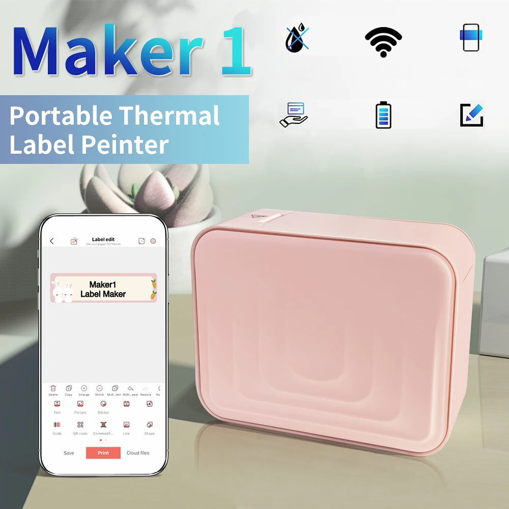 Marklife Mini Smart Label Printer B1 D110 B21 M1 Bluetooth Inkless Sticker Printer For Office Kitchen School To Gift/Marking