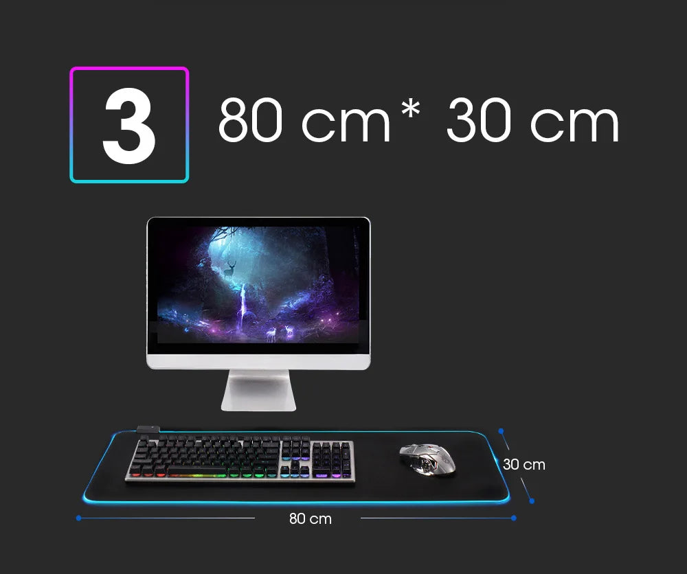 Cool Space Large RGB Mouse Pad Gaming XXL Mousepad LED Mause Pad Gamer Copy Mouse Carpet MausePad PC Desk Pad Mat with Backlit