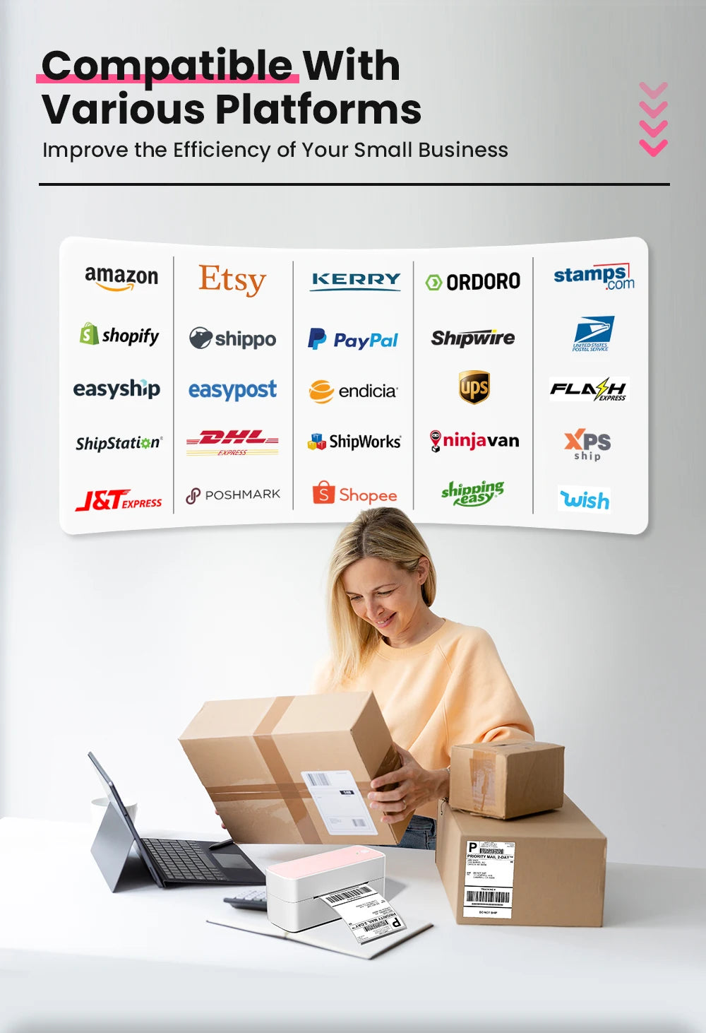 【Droshipping】Phomemo PM-241-BT Shipping Label Printer 4X6 Wireless Shipping Labels Printer for Small Business