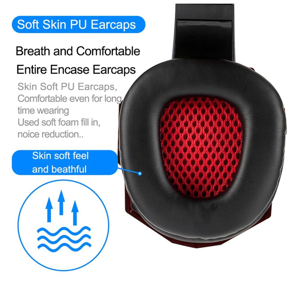 New Gaming Headphones Headset With LED Light Deep Bass Stereo Wired Gamer Earphone Mic for PS4 Xbox PC Laptop Phone One Switch