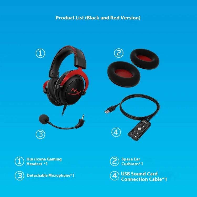 HyperX Cloud 2 II Gaming Headset Hi-Fi 7.1 Surround Sound Detachable 8 Microphone With USB sound card