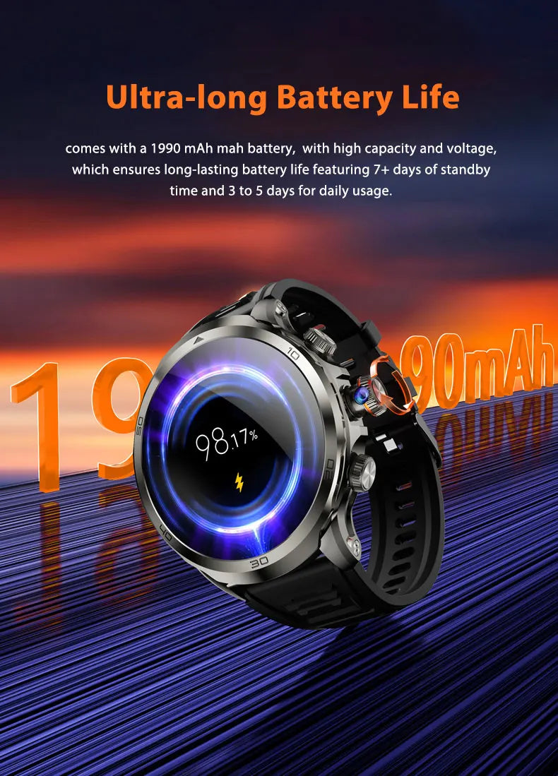 Original H19 Smart Watch Android 10.0 Smartwatch With 190° Rotary Camera GPS WIFI 1.95inch Larger Amoled Screen 256GB Storage