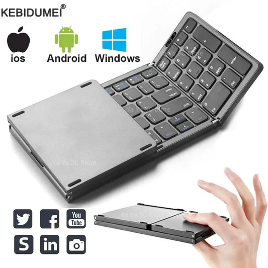 Wireless Folding Keyboard Bluetooth Keyboard with Numeric Keypad For Windows Android IOS Phone Travel Computer Mini keyboard